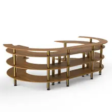 Mogogo - Modular 134.4" x 84" x 41" Bamboo / Brushed Brass Open C Serving Station - MGCMSA01BBXF