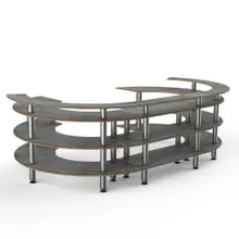 Mogogo - Modular 134.4" x 84" x 41" Grey Slate / Brushed Stainless Steel Open C Serving Station - MGCMSA01GSXF