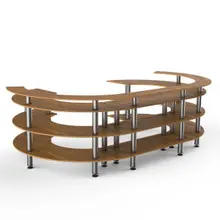 Mogogo - Modular 134.4" x 84" x 41" Bamboo / Brushed Stainless Steel Open C Serving Station - MGCMSA01BSXF