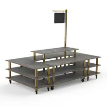 Mogogo - Modular 130" x 71" x 106" Grey Slate / Brushed Brass Market Square W/ Casters & Sign - MGCMLB07GBXW