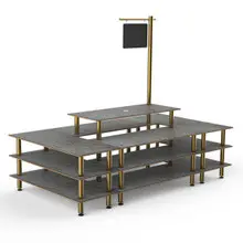 Mogogo - Modular 130" x 71" x 106" Grey Slate / Brushed Brass Market Square W/ Sign - MGCMLB07GBXF