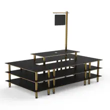 Mogogo - Modular 130" x 71" x 106" Black Marble / Brushed Brass Market Square W/ Sign - MGCMLB07MBXF