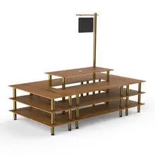 Mogogo - Modular 130" x 71" x 106" Bamboo / Brushed Brass Market Square W/ Sign - MGCMLB07BBXF