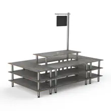 Mogogo - Modular 130" x 71" x 106" Grey Slate / Brushed Stainless Steel Market Square W/ Sign - MGCMLB07GSXF