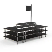 Mogogo - Modular 130" x 71" x 106" Black Marble / Brushed Stainless Steel Market Square W/ Sign - MGCMLB07MSXF