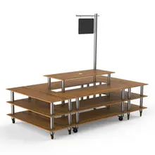 Mogogo - Modular 130" x 71" x 106" Bamboo / Brushed Stainless Steel Market Square W/ Casters & Sign - MGCMLB07BSXW