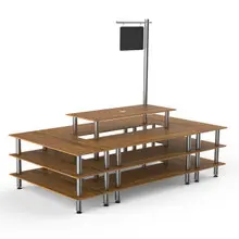 Mogogo - Modular 130" x 71" x 106" Bamboo / Brushed Stainless Steel Market Square W/ Sign - MGCMLB07BSXF
