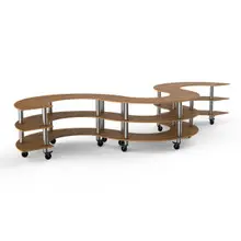 Mogogo - Modular 202" x 77" x 35" Bamboo / Brushed Stainless Steel Large Snake Unit W/ Casters - MGCMSB04BSXW