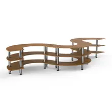 Mogogo - Modular 202" x 77" x 35" Bamboo / Brushed Stainless Steel Large Snake Unit - MGCMSB04BSXF