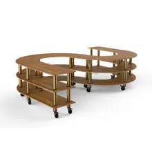 Mogogo - Modular 141" x 88" x 35" Bamboo / Brushed Brass Large S Buffet Station W/ Casters - MGCMSB05BBXW