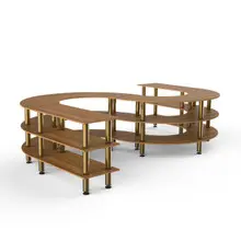 Mogogo - Modular 141" x 88" x 35" Bamboo / Brushed Brass Large S Buffet Station - MGCMSB05BBXF