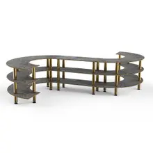 Mogogo - Modular 141" x 129" x 35" Grey Slate / Brushed Brass Medium S Buffet Station - MGCMSB02GBXF