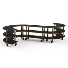 Mogogo - Modular 141" x 129" x 35" Black Marble / Brushed Brass Medium S Buffet Station W/ Casters - MGCMSB02MBXW