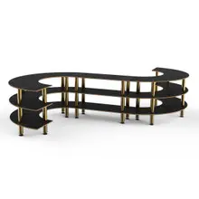 Mogogo - Modular 141" x 129" x 35" Black Marble / Brushed Brass Medium S Buffet Station - MGCMSB02MBXF