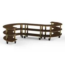 Mogogo - Modular 141" x 129" x 35" Mango Wood / Brushed Brass Medium S Buffet Station W/ Casters - MGCMSB02WBXW