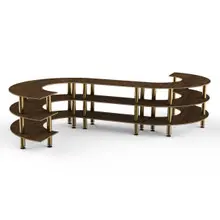 Mogogo - Modular 141" x 129" x 35" Mango Wood / Brushed Brass Medium S Buffet Station - MGCMSB02WBXF