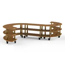 Mogogo - Modular 141" x 129" x 35" Bamboo / Brushed Brass Medium S Buffet Station W/ Casters - MGCMSB02BBXW