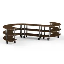 Mogogo - Modular 141" x 129" x 35" Mango Wood / Brushed Stainless Steel Medium S Buffet Station W/ Casters - MGCMSB02WSXW