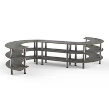 Mogogo - Modular 141" x 129" x 35" Grey Slate / Brushed Stainless Steel Medium S Buffet Station - MGCMSB02GSXF