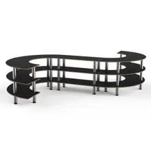 Mogogo - Modular 141" x 129" x 35" Black Marble / Brushed Stainless Steel Medium S Buffet Station - MGCMSB02MSXF