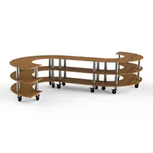 Mogogo - Modular 141" x 129" x 35" Bamboo / Brushed Stainless Steel Medium S Buffet Station W/ Casters - MGCMSB02BSXW