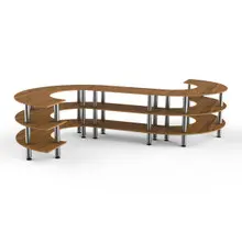Mogogo - Modular 141" x 129" x 35" Bamboo / Brushed Stainless Steel Medium S Buffet Station - MGCMSB02BSXF