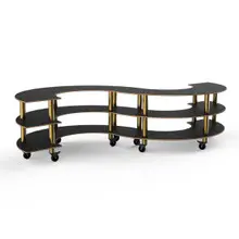 Mogogo - Modular 141" x 76" x 35" Black Marble / Brushed Brass Small S Buffet Station W/ Casters - MGCMSB03MBXW
