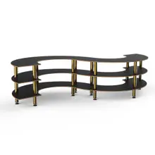 Mogogo - Modular 141" x 76" x 35" Black Marble / Brushed Brass Small S Buffet Station - MGCMSB03MBXF
