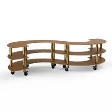 Mogogo - Modular 141" x 76" x 35" Bamboo / Brushed Brass Small S Buffet Station W/ Casters - MGCMSB03BBXW