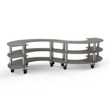 Mogogo - Modular 141" x 76" x 35" Grey Slate / Brushed Stainless Steel Small S Buffet Station W/ Casters - MGCMSB03GSXW
