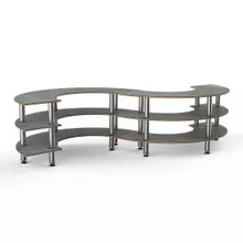 Mogogo - Modular 141" x 76" x 35" Grey Slate / Brushed Stainless Steel Small S Buffet Station - MGCMSB03GSXF