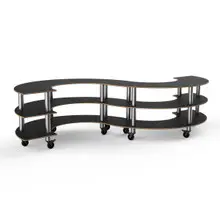 Mogogo - Modular 141" x 76" x 35" Black Marble / Brushed Stainless Steel Small S Buffet Station W/ Casters - MGCMSB03MSXW