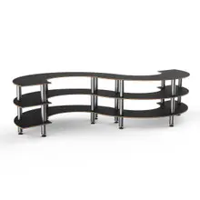 Mogogo - Modular 141" x 76" x 35" Black Marble / Brushed Stainless Steel Small S Buffet Station - MGCMSB03MSXF