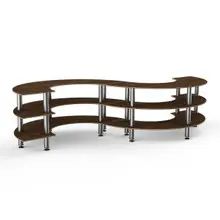 Mogogo - Modular 141" x 76" x 35" Mango Wood / Brushed Stainless Steel Small S Buffet Station - MGCMSB03WSXF