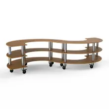 Mogogo - Modular 141" x 76" x 35" Bamboo / Brushed Stainless Steel Small S Buffet Station W/ Casters - MGCMSB03BSXW