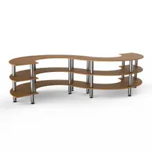 Mogogo - Modular 141" x 76" x 35" Bamboo / Brushed Stainless Steel Small S Buffet Station - MGCMSB03BSXF