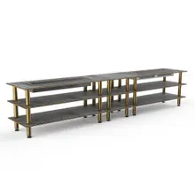 Mogogo - Modular 171" x 29.5" x 36.5" Grey Slate / Brushed Brass Double Heat Buffet Table - MGCMLD04GBXF
