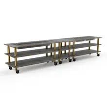 Mogogo - Modular 171" x 29.5" x 36.5" Grey Slate / Brushed Brass Double Heat Buffet Table W/ Casters - MGCMLD04GBXW