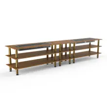 Mogogo - Modular 171" x 29.5" x 36.5" Bamboo / Brushed Brass Double Heat Buffet Table - MGCMLD04BBXF