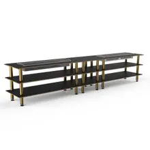 Mogogo - Modular 171" x 29.5" x 36.5" Black Marble / Brushed Brass Double Heat Buffet Table - MGCMLD04MBXF