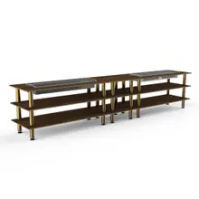 Mogogo - Modular 171" x 29.5" x 36.5" Mango Wood / Brushed Brass Double Heat Buffet Table - MGCMLD04WBXF