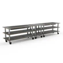 Mogogo - Modular 171" x 29.5" x 36.5" Grey Slate / Brushed Stainless Steel Double Heat Buffet Table W/ Casters - MGCMLD04GSXW