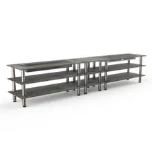 Mogogo - Modular 171" x 29.5" x 36.5" Grey Slate / Brushed Stainless Steel Double Heat Buffet Table - MGCMLD04GSXF