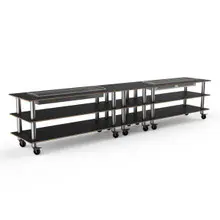 Mogogo - Modular 171" x 29.5" x 36.5" Black Marble / Brushed Stainless Steel Double Heat Buffet Table W/ Casters - MGCMLD04MSXW