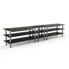 Mogogo - Modular 171" x 29.5" x 36.5" Black Marble / Brushed Stainless Steel Double Heat Buffet Table - MGCMLD04MSXF