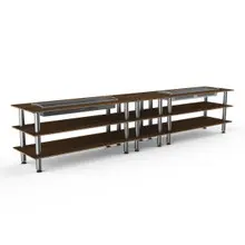 Mogogo - Modular 171" x 29.5" x 36.5" Mango Wood / Brushed Stainless Steel Double Heat Buffet Table - MGCMLD04WSXF