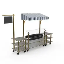 Mogogo - Modular 130" x 33.5" x 95.5" Grey Slate / Brushed Brass Classic Cooling Station W/ Canopy & Casters - MGCMLA01GBWW