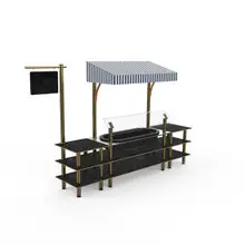 Mogogo - Modular 130" x 33.5" x 95.5" Black Marble / Brushed Brass Classic Cooling Station W/ Canopy - MGCMLA01MBWF