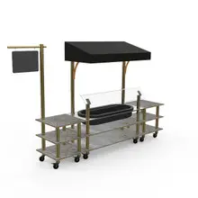 Mogogo - Modular 130" x 33.5" x 95.5" Grey Slate / Brushed Brass Classic Cooling Station W/ Canopy & Casters - MGCMLA01GBBW