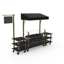 Mogogo - Modular 130" x 33.5" x 95.5" Black Marble / Brushed Brass Classic Cooling Station W/ Canopy & Casters - MGCMLA01MBBW